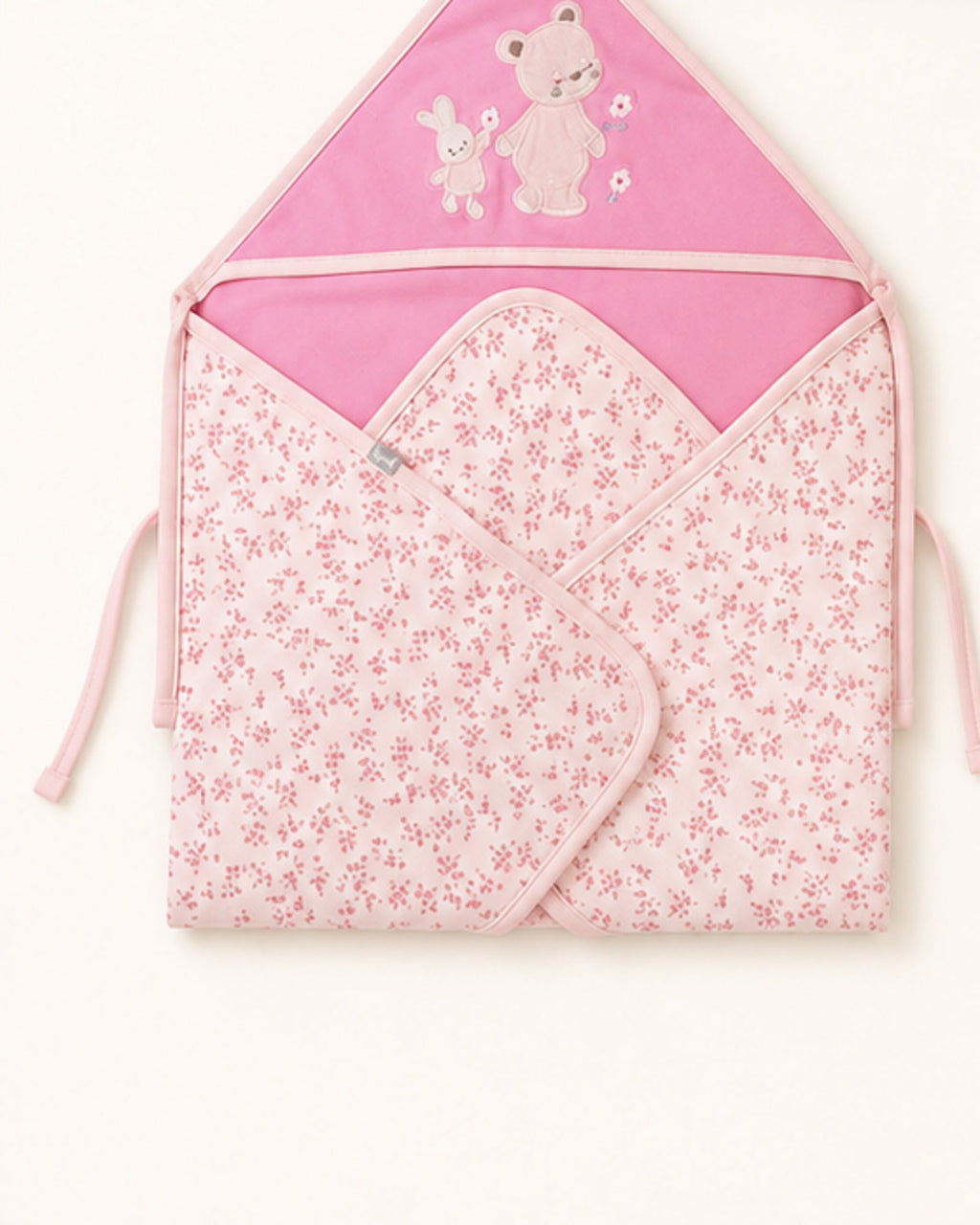 Printed hooded baby wrap — Pink Floral design detail