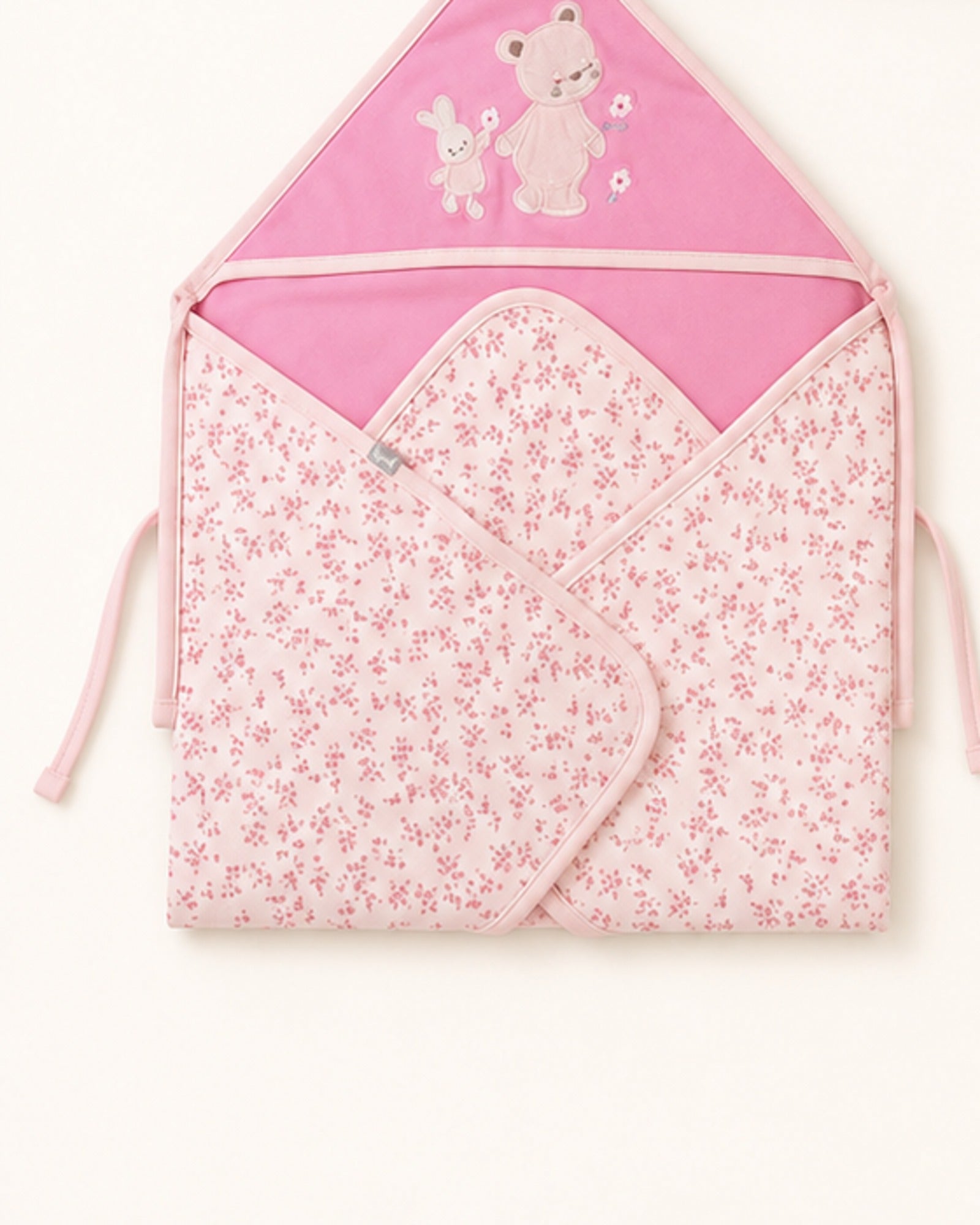 Printed hooded baby wrap — Pink Floral design detail