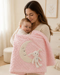Crescent moon baby blanket — supervised cuddle usage