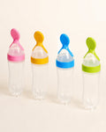 Baby feeding bottle with spoon — four-color main product view