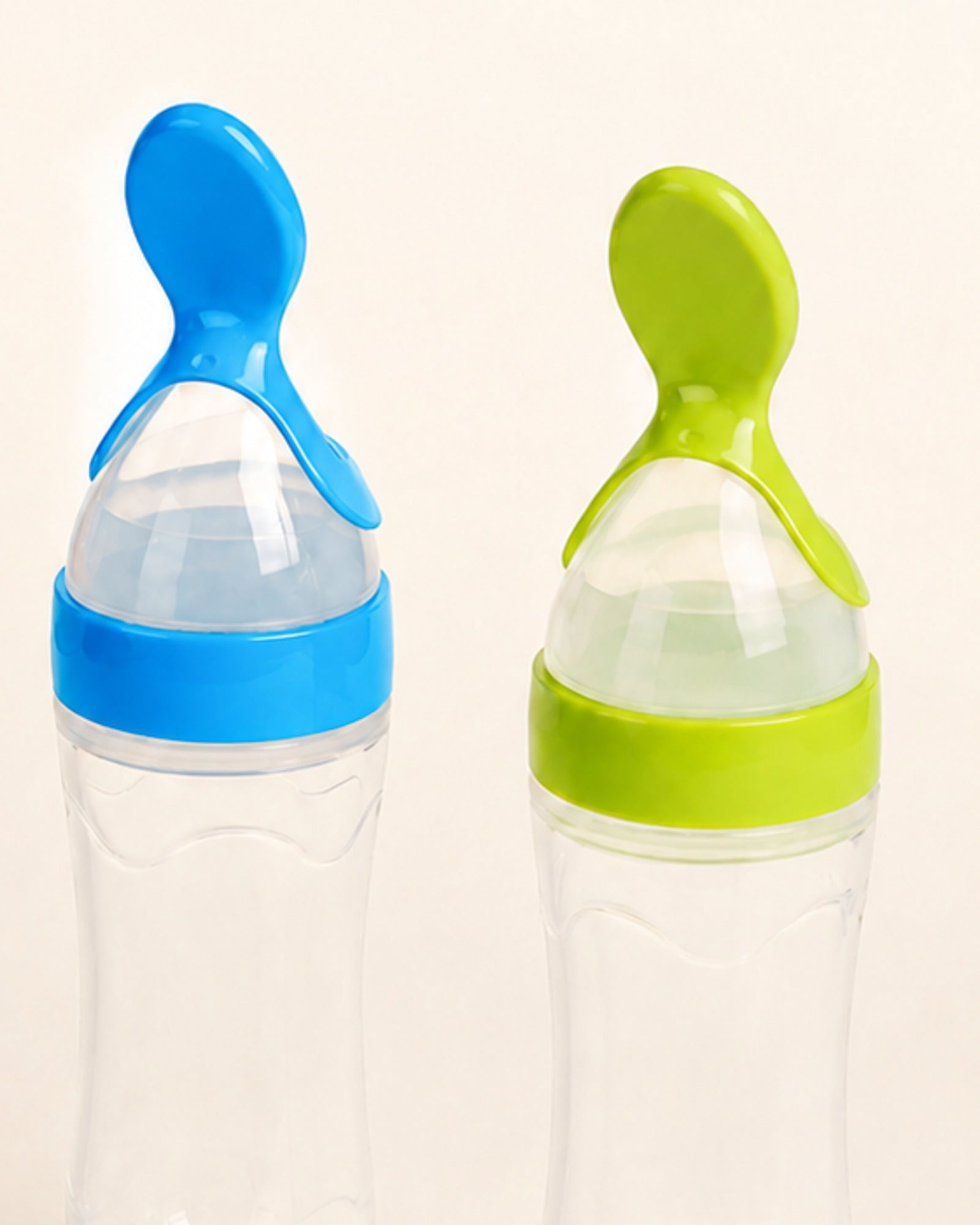 Baby feeding bottle with spoon — Sky and Sage detail