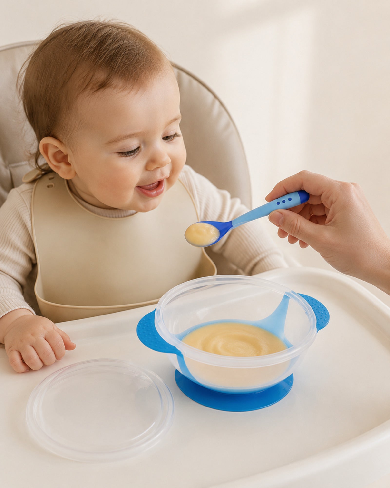 Baby feeding bowl set — supervised meal usage