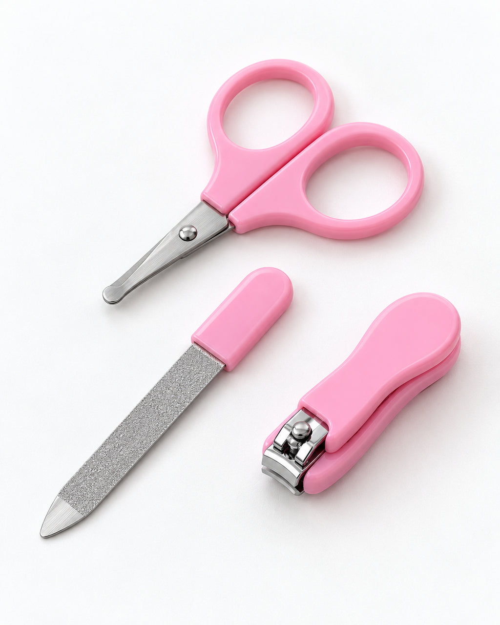 Baby care kit, Pink scissors, nail file and nail clipper