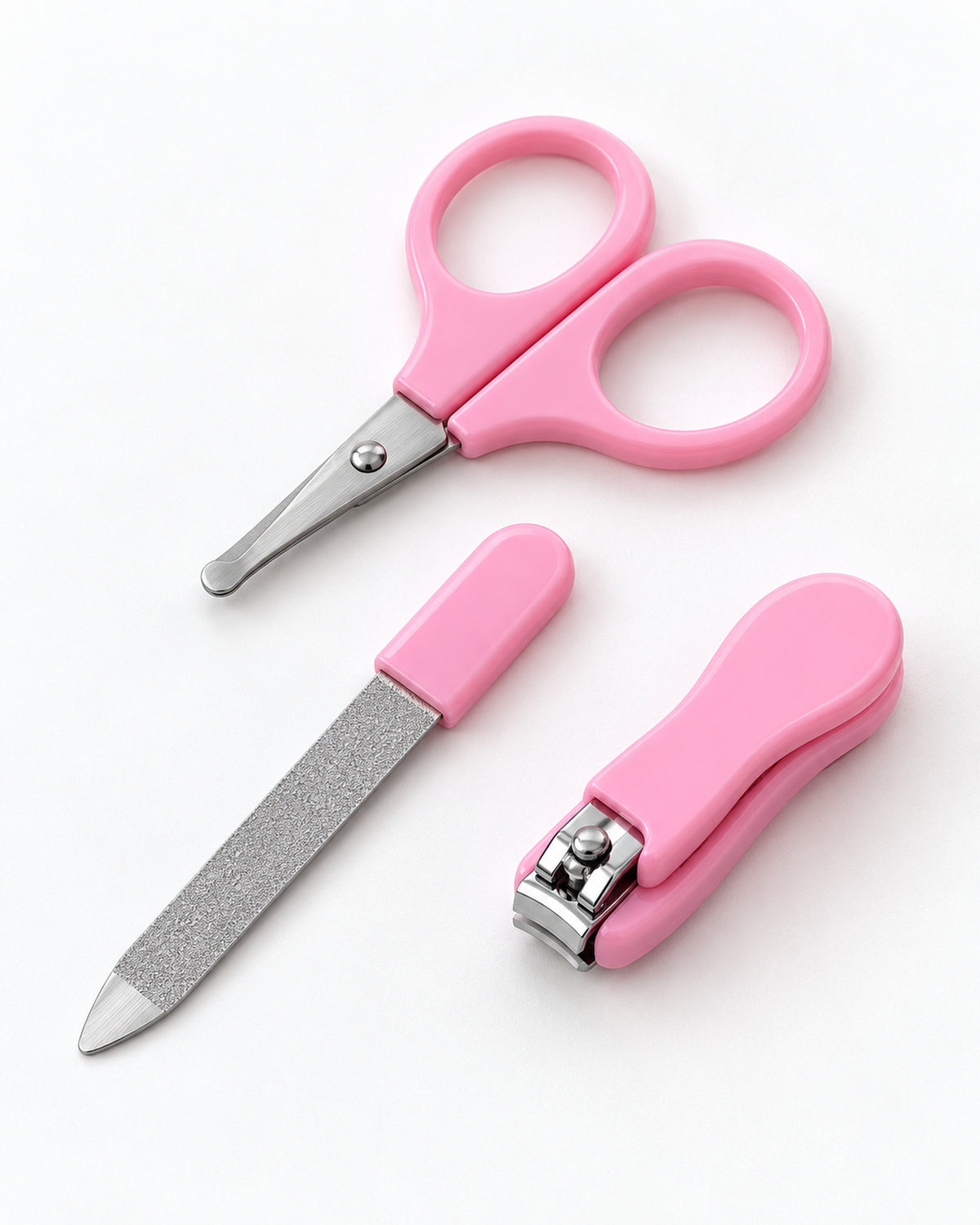 Baby care kit, Pink scissors, nail file and nail clipper