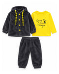 Dark grey and yellow three-piece outfit set, complete three-piece set