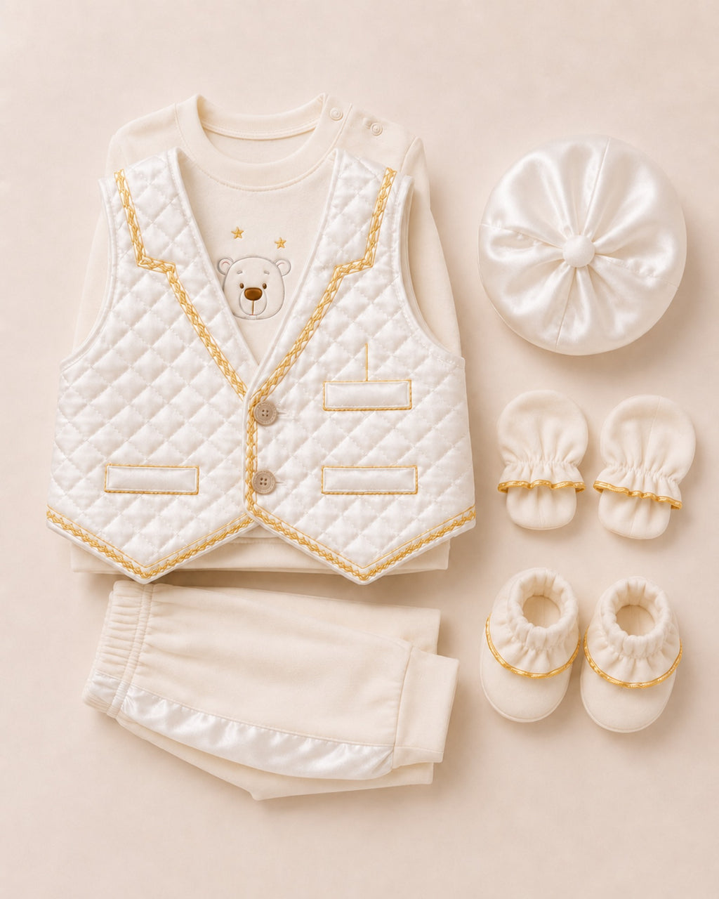 Cream newborn ceremony set – arranged composition