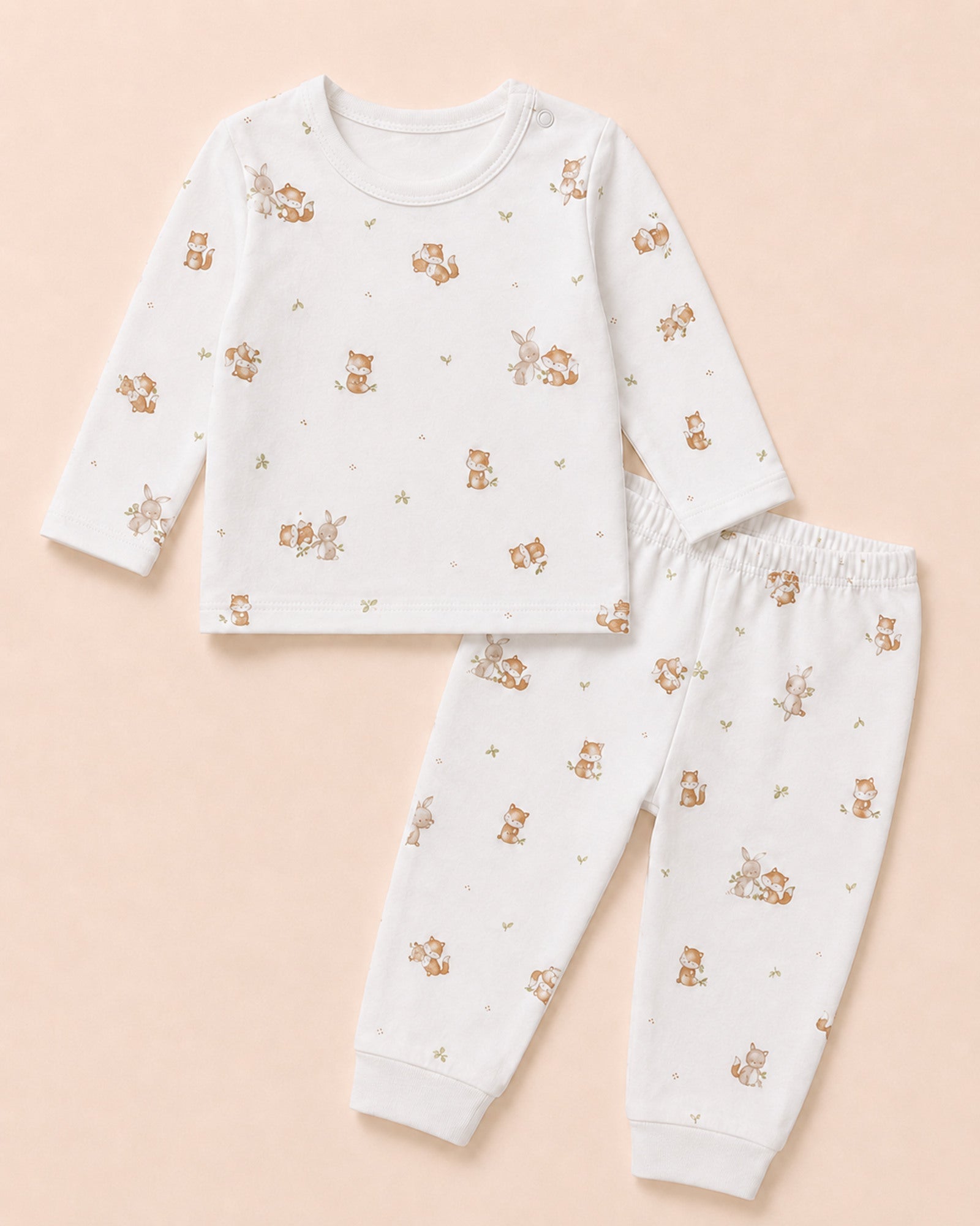 White fox-and-bunny baby set – regenerated front view