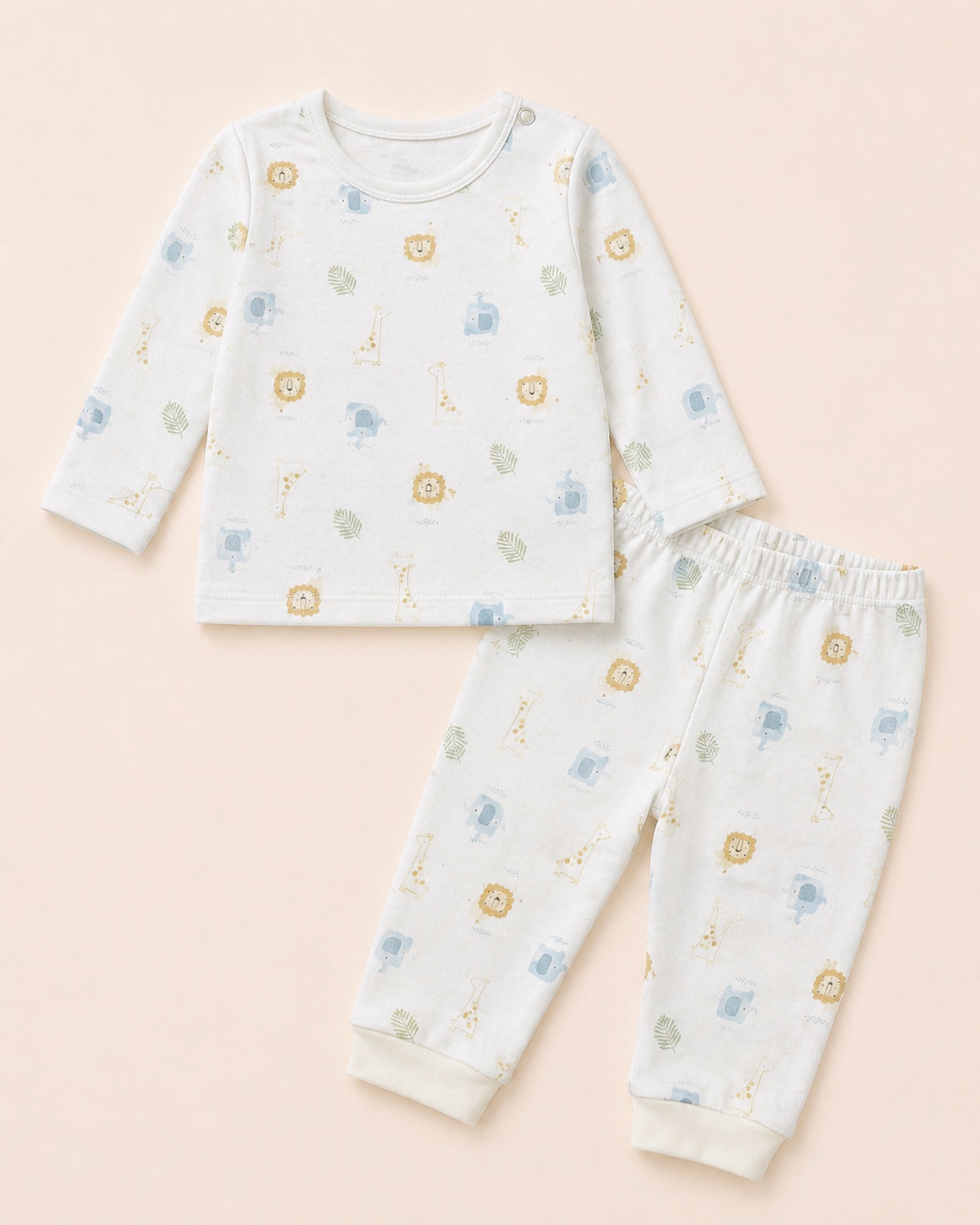 White safari-animal baby set – regenerated front view