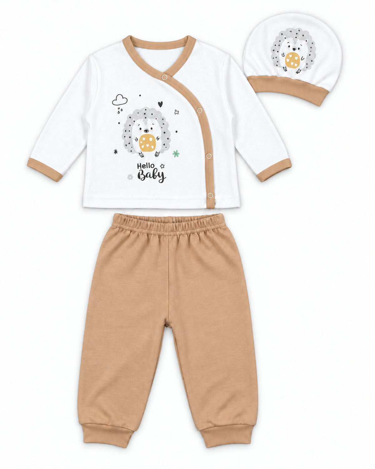 Baby Dream coffee hedgehog baby set, complete three-piece set