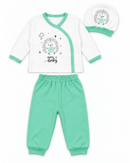Baby Dream pistachio hedgehog baby set, complete three-piece set