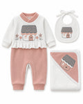 Dusty Rose baby house set, complete product front view