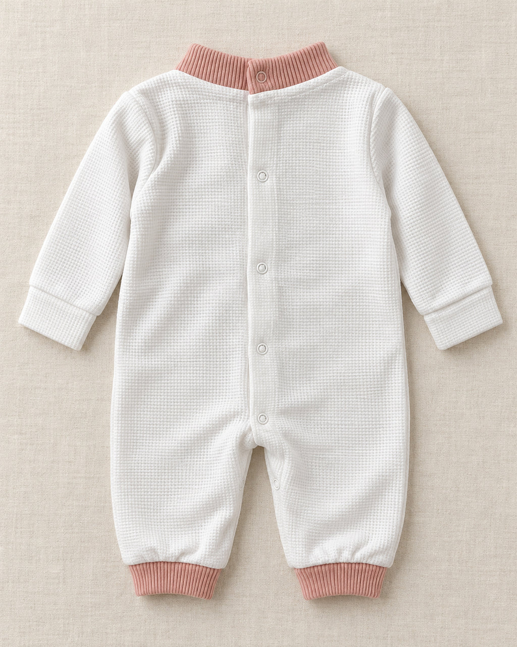Dusty Rose baby house set, full back and fastening view