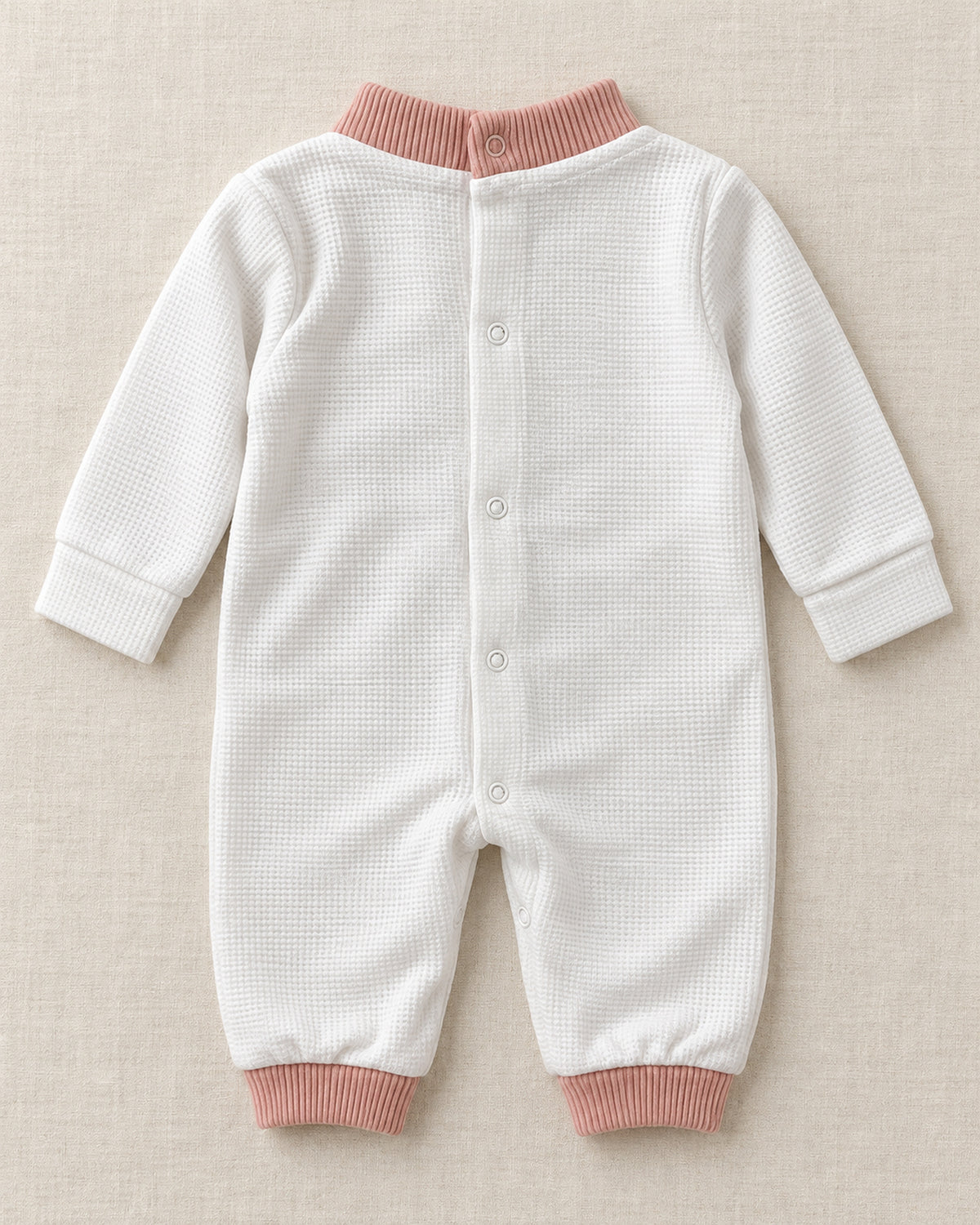 Dusty Rose baby house set, full back and fastening view