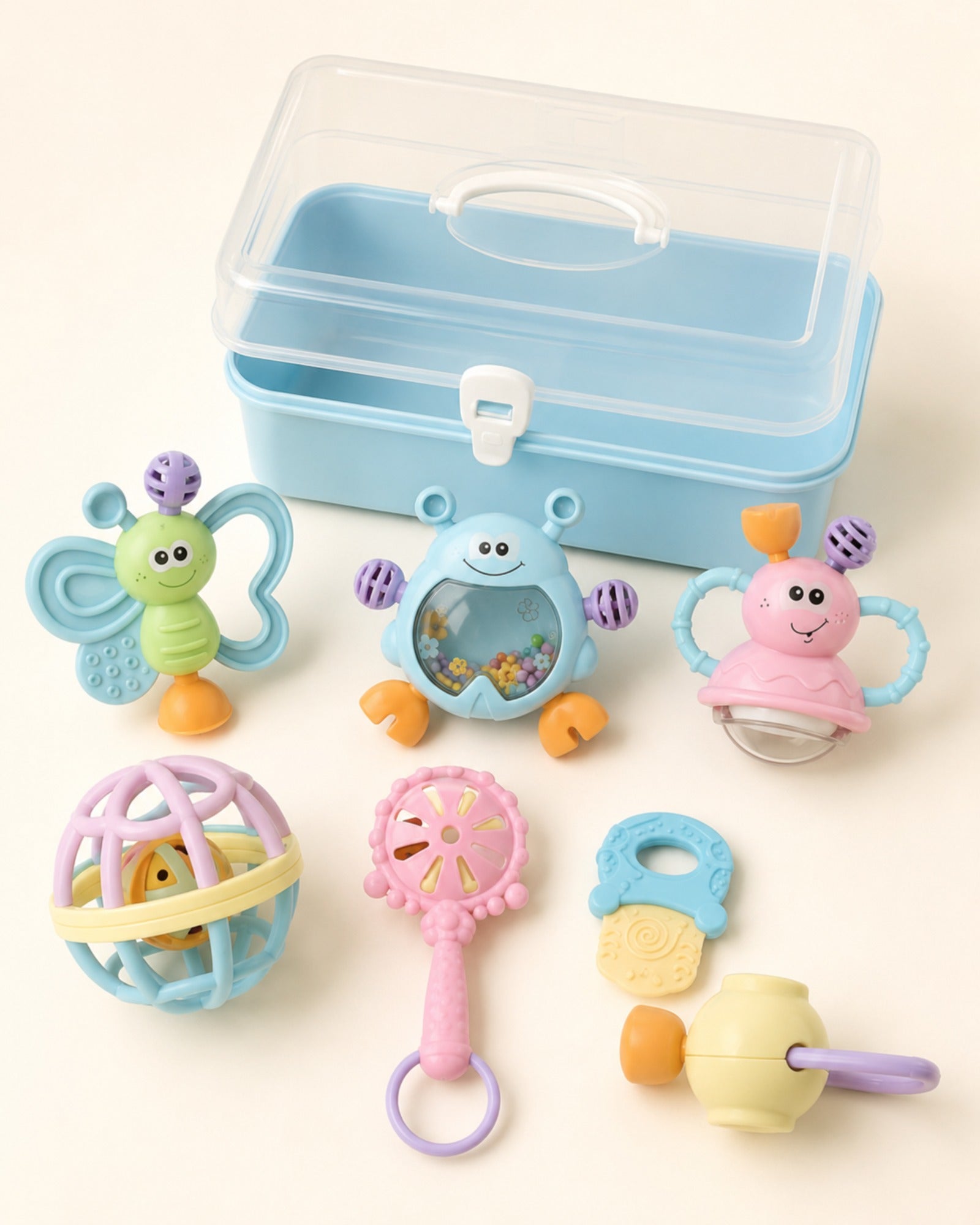 Seven-piece baby rattle box — Sky main product view