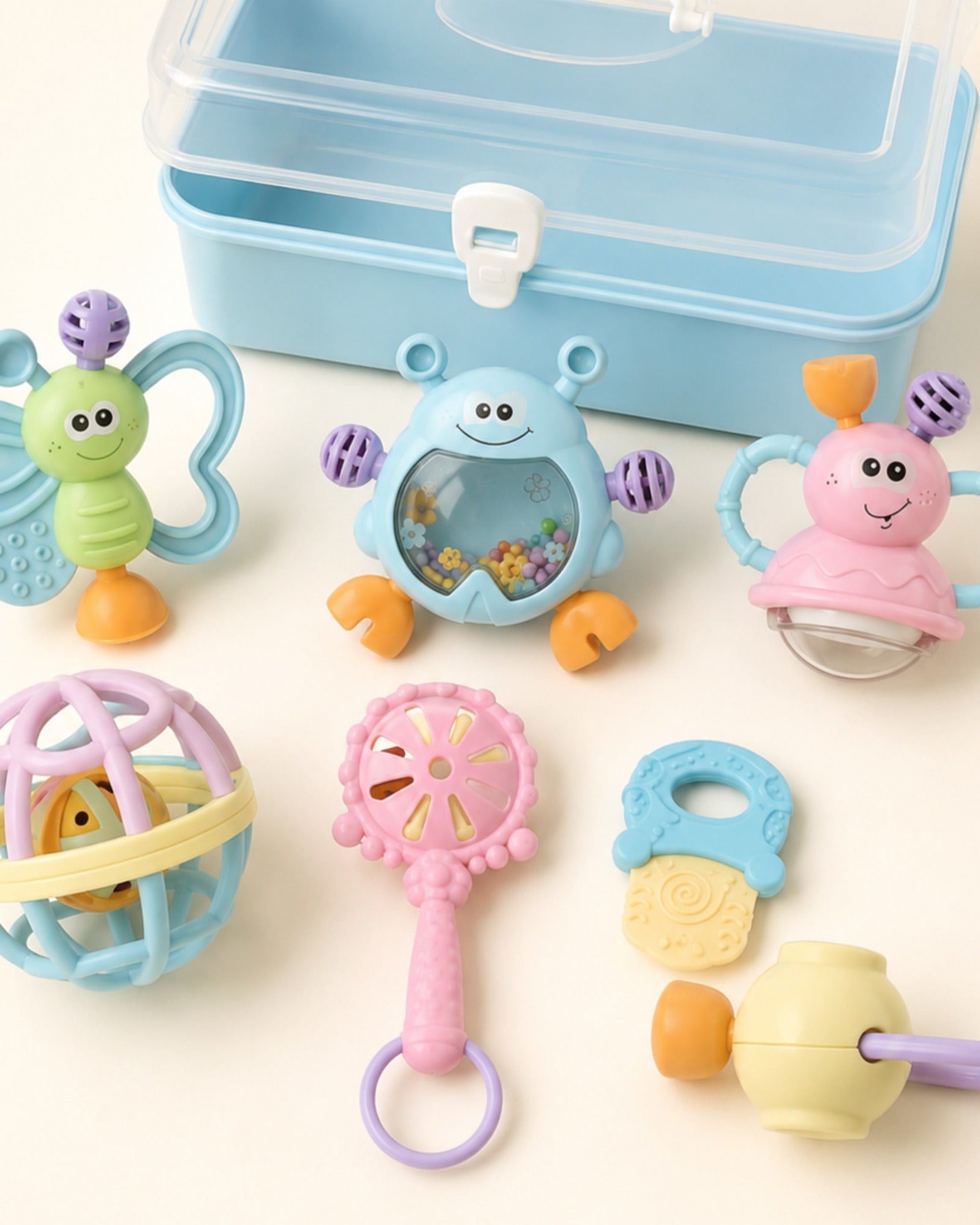 Seven-piece baby rattle box — toy detail